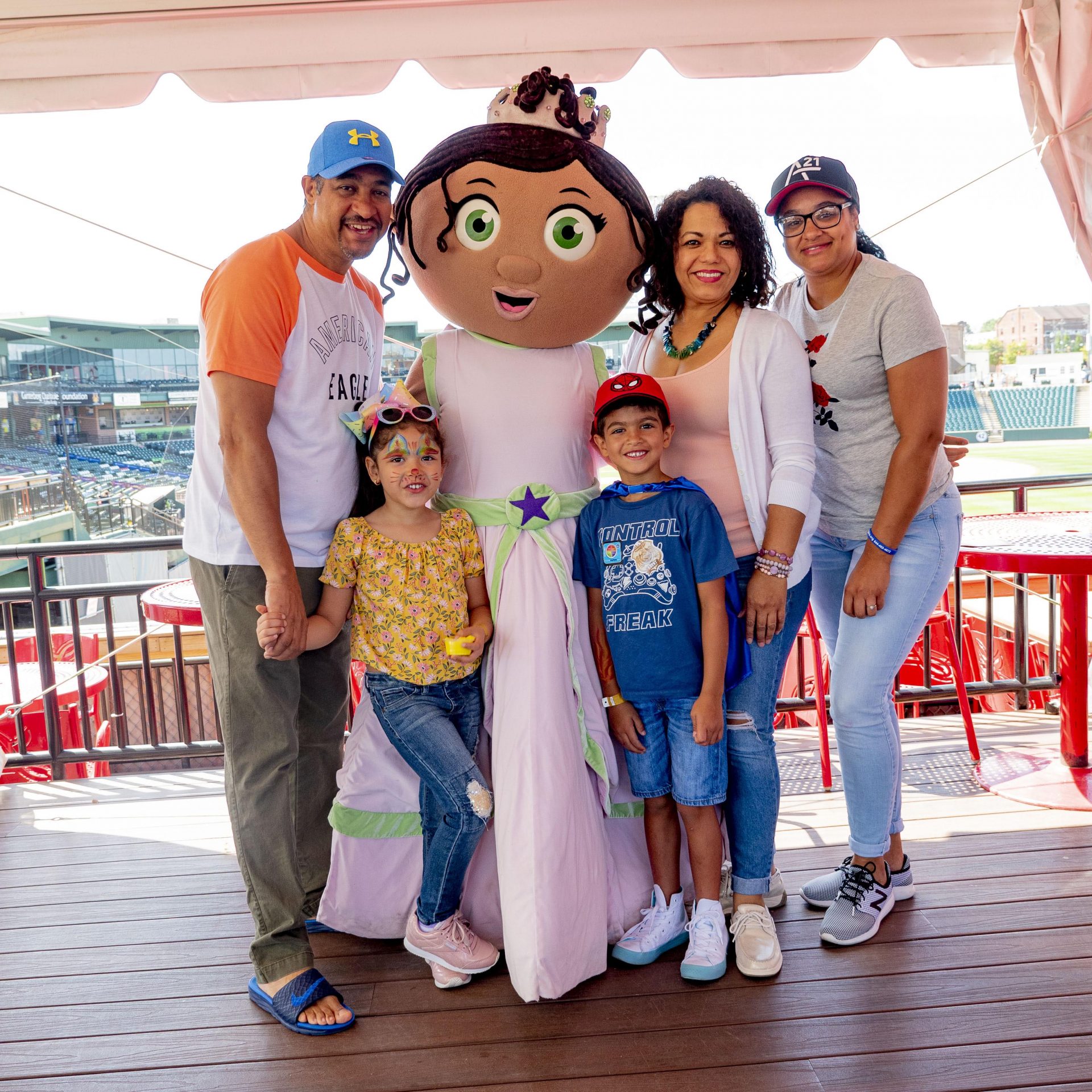 Family with Princess Pea at the Back to School Bash event
