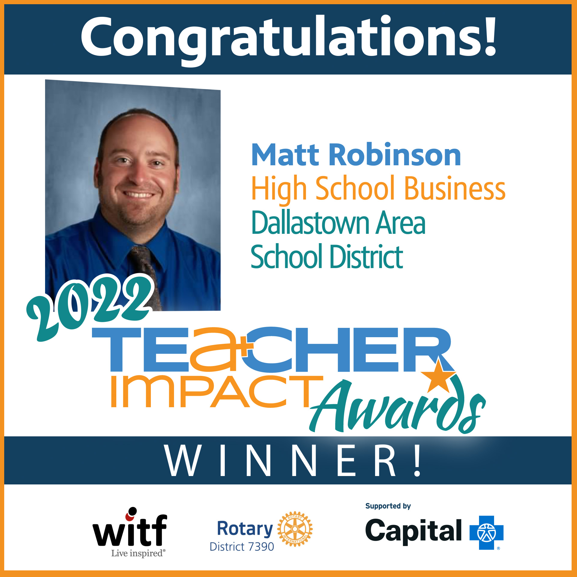 2022 Teacher Impact Awards Winner Matthew Robinson