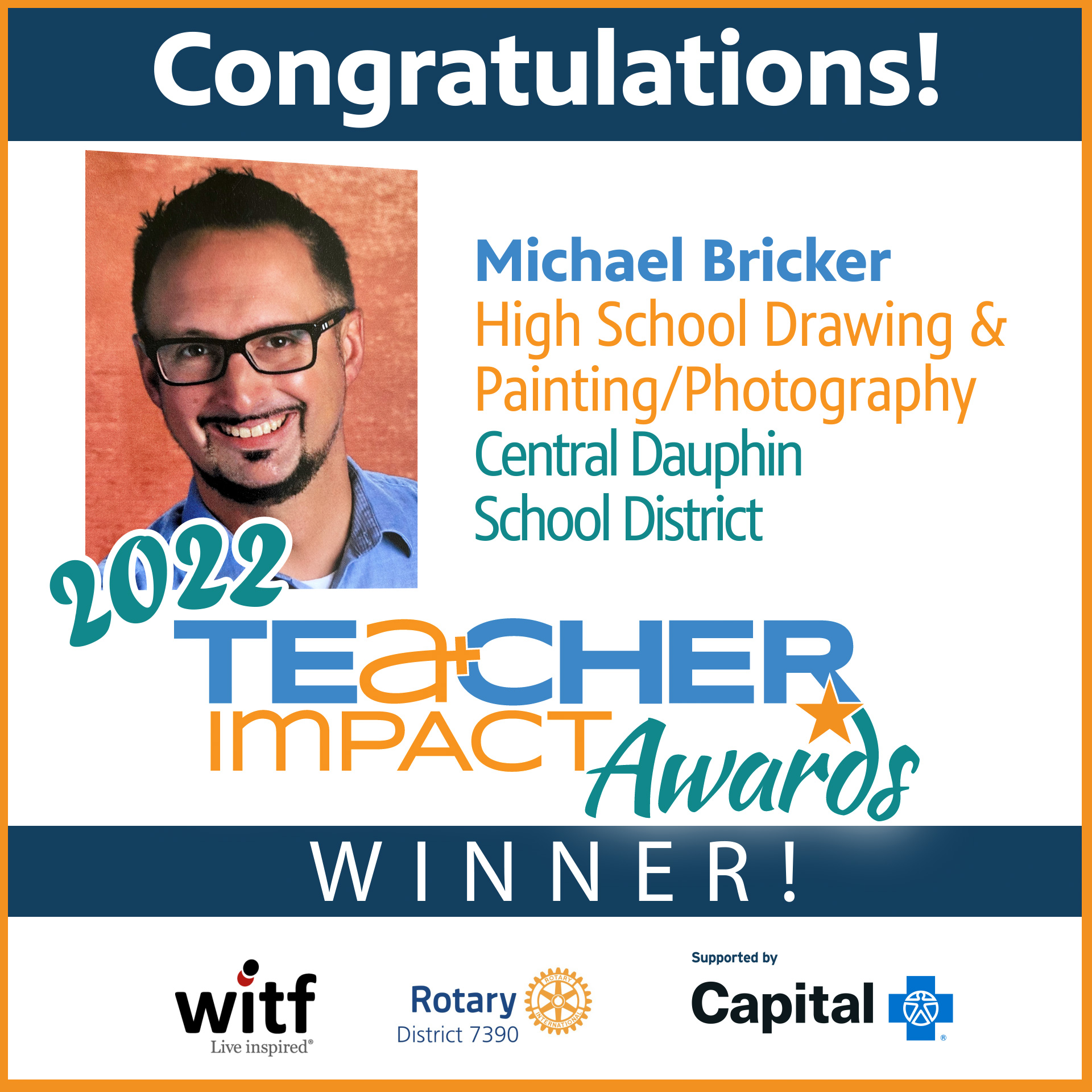 2022 Teacher Impact Awards Winner Michael Bricker