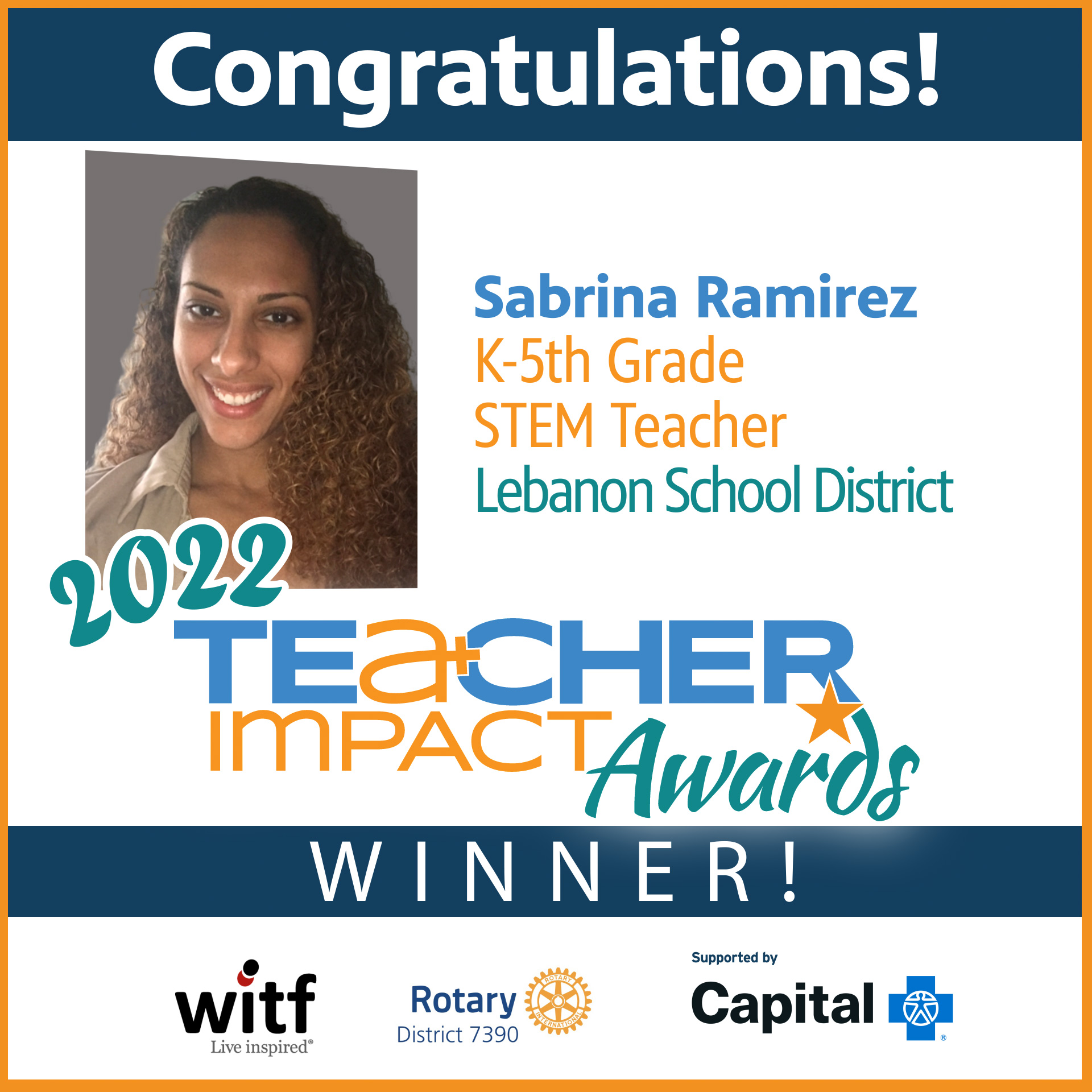 2022 Teacher Impact Awards Winner Sabrina Ramirez