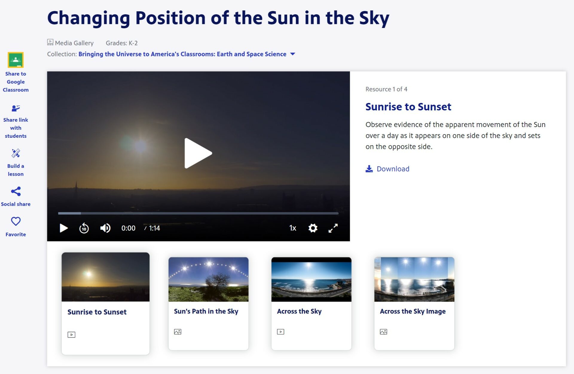 Changing Position of the Sun in the Sky