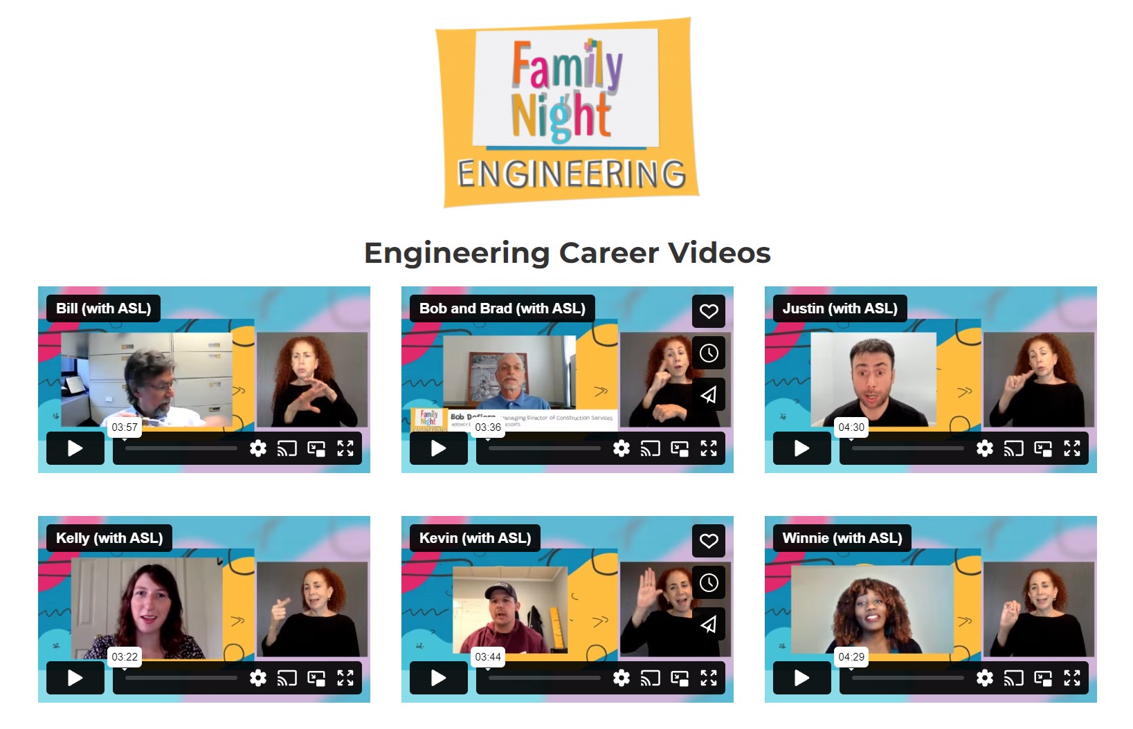 Family Night Engineering Videos